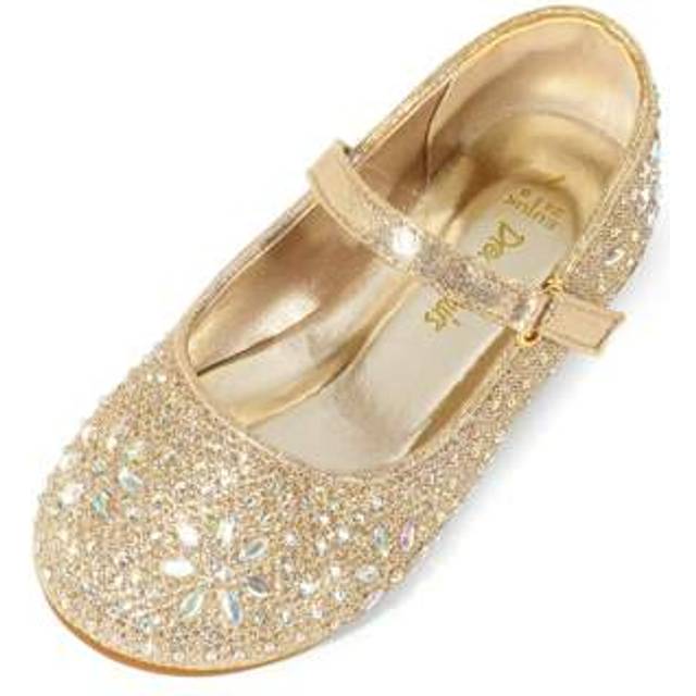 SHEIN Girl&#39;s Dress School Wedding Shoes Rhinestone Buckle Strap Ballerina Ballet Flats
