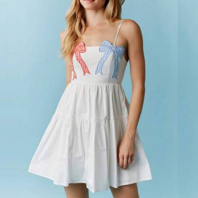 SHEIN Women Summer Short Sundress Ruffle Bow Tie Backless A Line Flowy Cute Casual Beach Mini Dress 2025