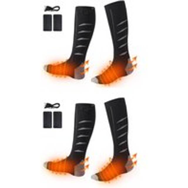 2 Pairs of Rechargeable Heated Socks - Grey - One Size