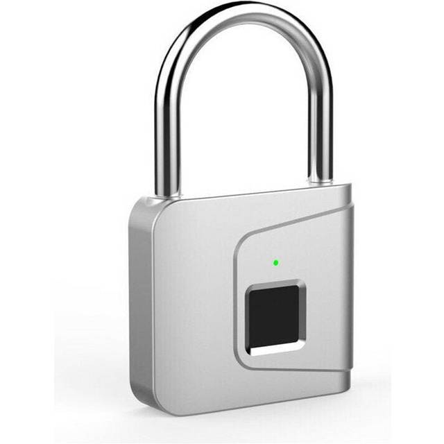 (Silver) Smart Lock Fingerprint Padlock Luggage Lock Automatic Smart Bicycle Luggage Lock