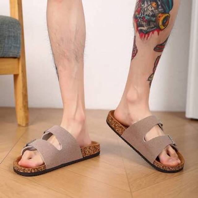 SHEIN 2025 Spring/Summer/Autumn/Winter Fashionable Men&#39;s Casual Sandals, Lightweight & Comfortable PU Leather Upper, Adjustable Strap, Anti-Slip Soft Cork S