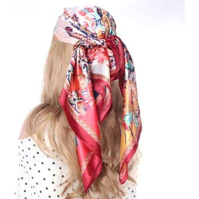 SHEIN 1pc Vintage Paisley Pattern Chiffon Square Scarf,Women Head Wrap, Casual Beach/Travel Accessory, Summer OOTD,Daily Wear Bandana