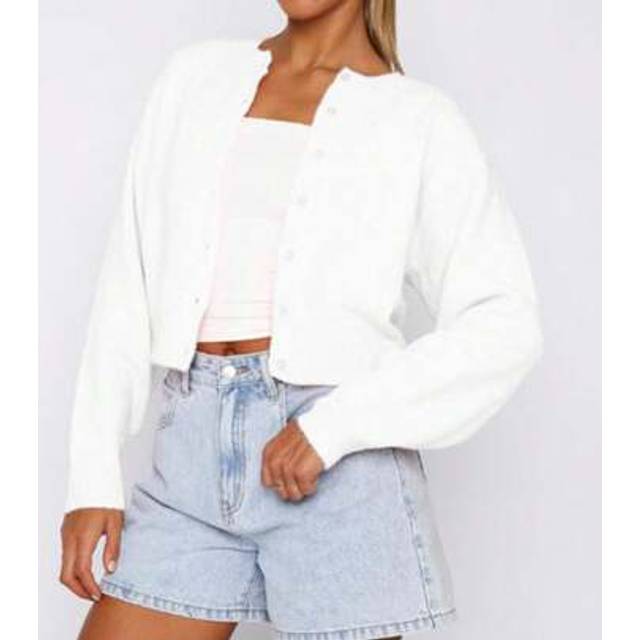 SHEIN Women&#39;s Summer Casual Short Sweater Cardigan Long Sleeve Round Neck Button Up Solid Color Knitwear Streetwear