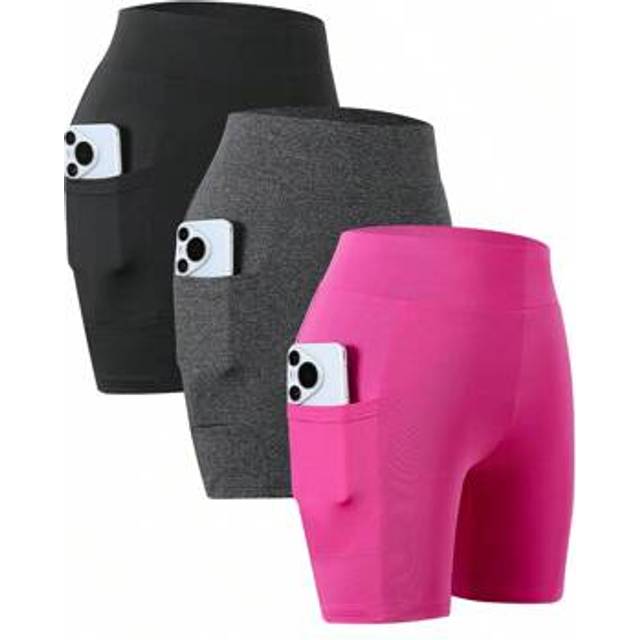 SHEIN 3pcs/Pack Teen GirlWomen High Waist Pocket Leggings, Casual Versatile For Sports, Fitness, Daily Wear