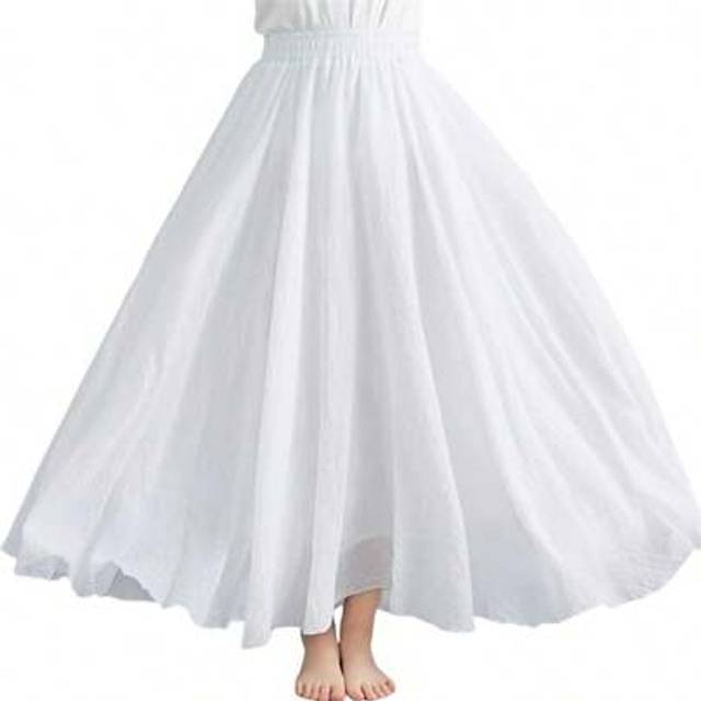SHEIN Women A-Line Long Skirt Solid Color Elastic Flowy Skirt High Waist Fold Pleated Skirt Maxi Women Outfit