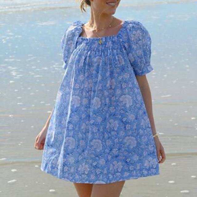SHEIN Women Summer Mini Dress Short Sleeve Square Neck Flower Print Casual Dresses Daily Streetwear