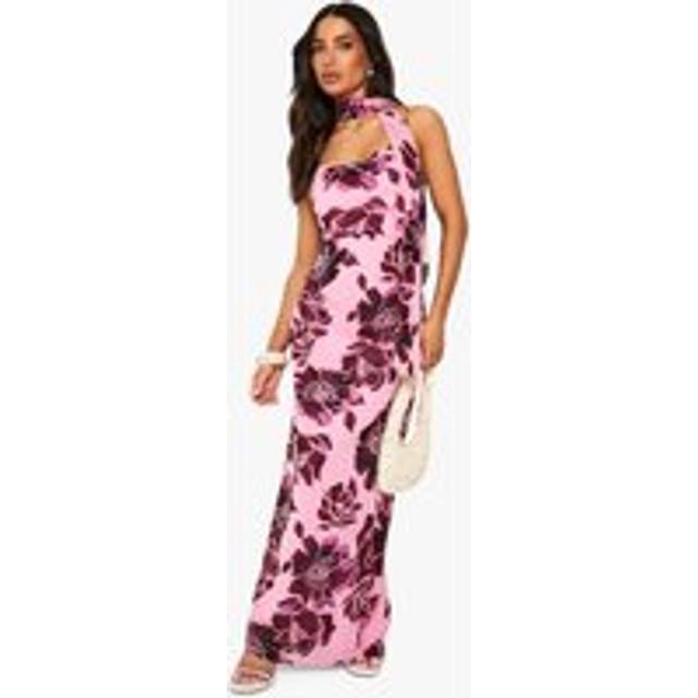 Womens Petite Floral Cowl Neck Maxi Slip Dress - Purple - 10