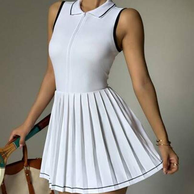 SHEIN Women&#39;s Zipper Front Sleeveless Athletic Racerback Dress