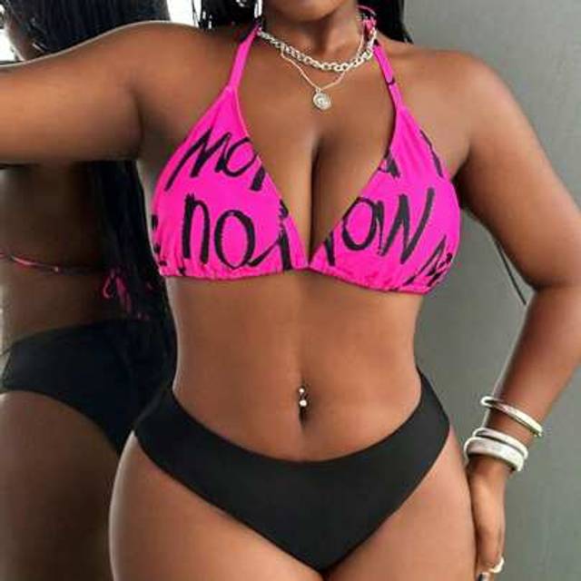 Slaydiva Plus Size Women&#39;s Sexy Halter Neck 3-Piece Bikini Set Swimsuit