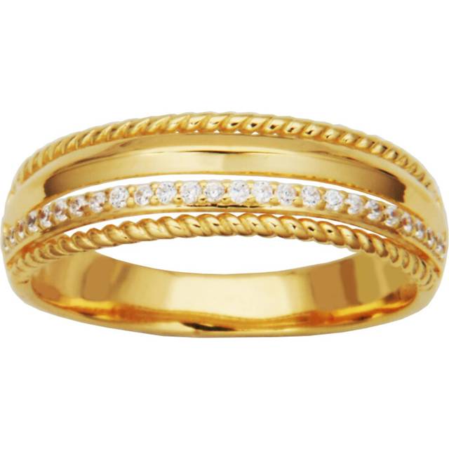 Amazon Essentials Cubic Zirconia Multi-Row Band Ring in 18k Yellow Gold Plated Sterling Silver  Yellow  5