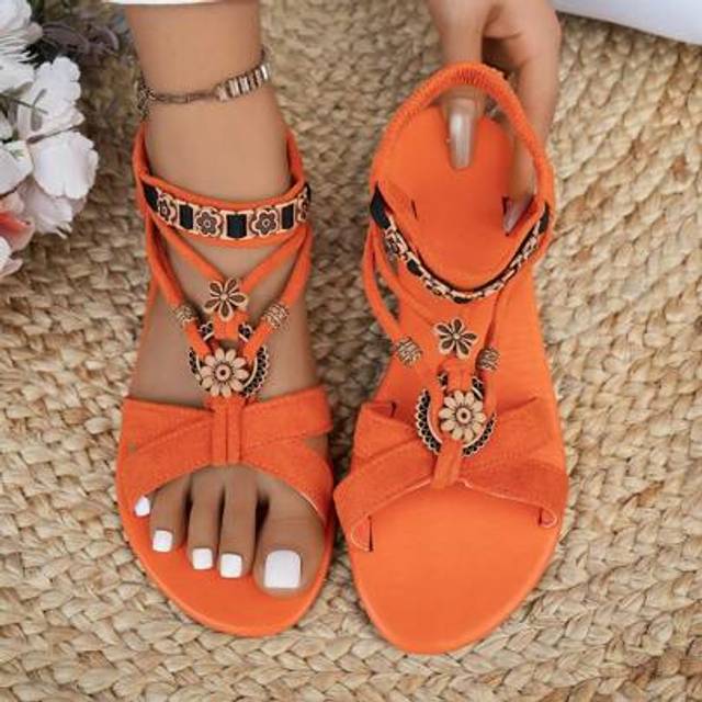 SHEIN Women&#39;s Fashion Bohemian Style Flat Sandals, Casual Dressy Versatile, Suitable For Weddings, Parties, Outdoor, Beach