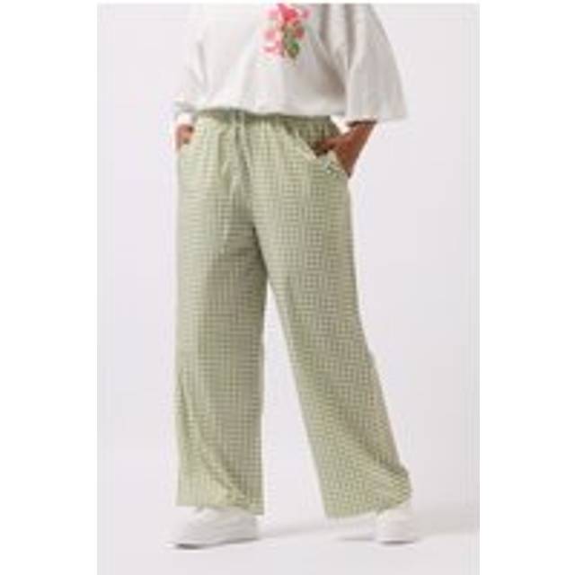 Yours Curve Sage Green Gingham Wide Leg Trousers, Women's Curve & Plus Size, Yours - 20