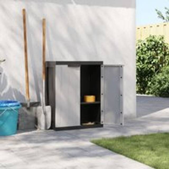 Outdoor Storage Cabinet Grey and Black 65x37x85 cm PP - One Size