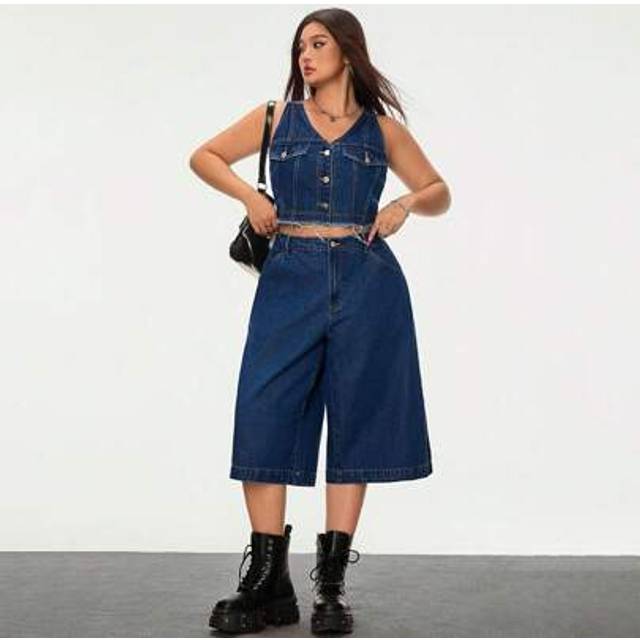 SHEIN Plus Size Women&#39;s Summer Cool Hot Girl Denim Jacket