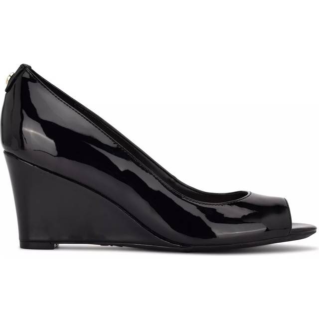 Nine West Women's CAPE9X9 Wedge Sandal  Black Patent  8