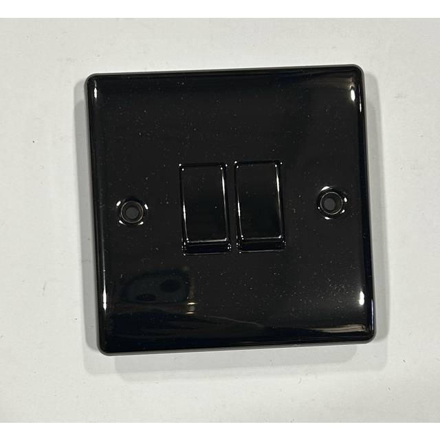 Goodhome black nickel double light switch 16ax 2 way brand free postage