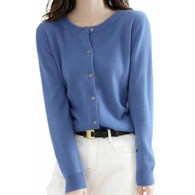 SHEIN Women Button Down Sweaters Casual Lightweight Solid Color Knit Cardigans Warm Fall Knitwear For Streetwear