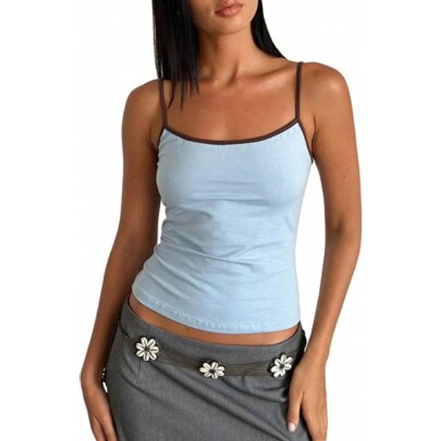 SHEIN Women&#39;s Summer Cami Tops Sleeveless Open Back Low Cut Contrast Color Camisole