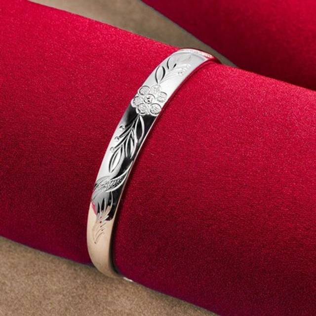 SHEIN Charm Silver Bangles For Women Wedding Engagement Party European American Style Bracelet Jewelry