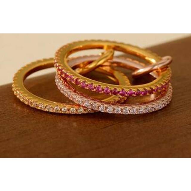 SHEIN 925 Sterling Silver Pink Zirconia Luxury Unique Rose Gold Plated Multi-Rings Finger Rings Women Valentine&#39;s Day
