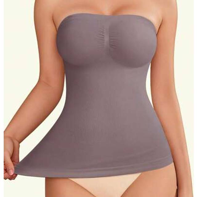 SHEIN Strapless Shapewear Tank Top For Women - Tummy Control Compression Camisole | Slimming Long Tube Top Bodysuit