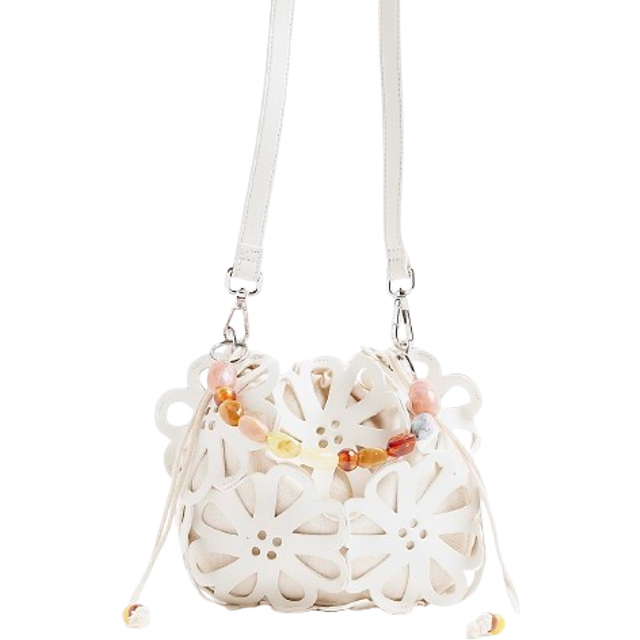 River Island Womens White Laser Cut Flower Bag - One Size