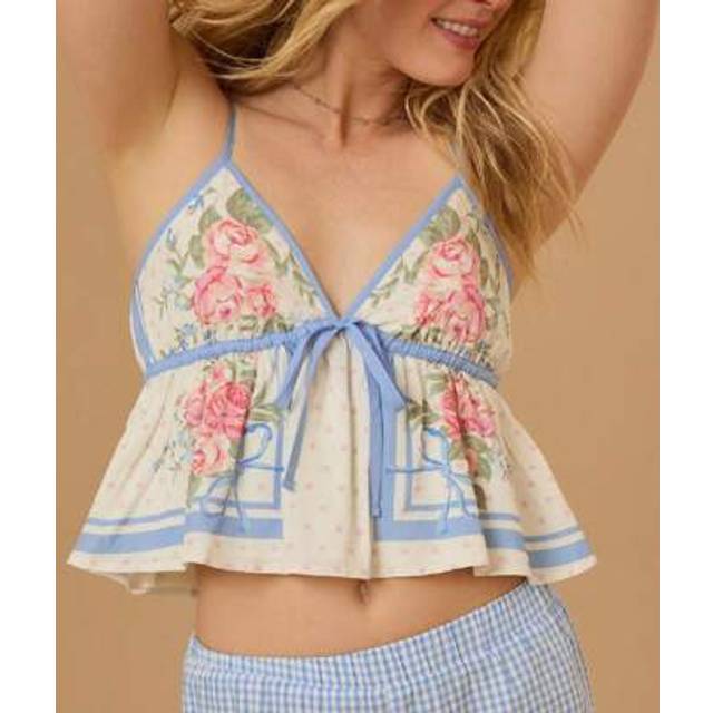 SHEIN Women Y2k Floral Babydoll Cami Top Spaghetti Strap Ruffle Hem Tank Top Sleeveless Peplum Crop Top Summer Streetwear