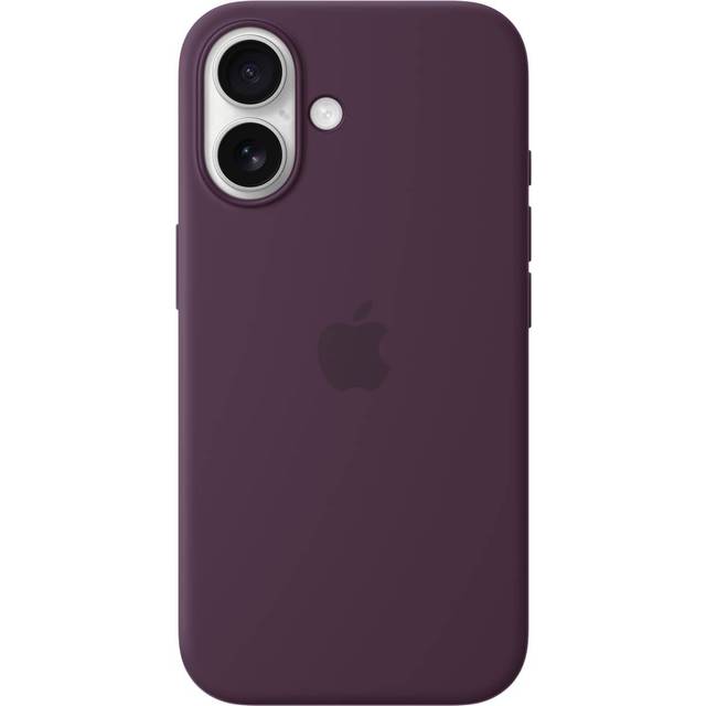 Official apple silicone magsafe rear case cover for iphone 16 - plum