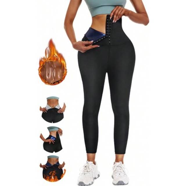 SHEIN NONE SMELL Women Hook Waist Trainer Corset High Waist Sauna Sweat Leggings Yoga Leggings Fat Burn Tummy Control Workout Fitness Gym Sweat Pants
