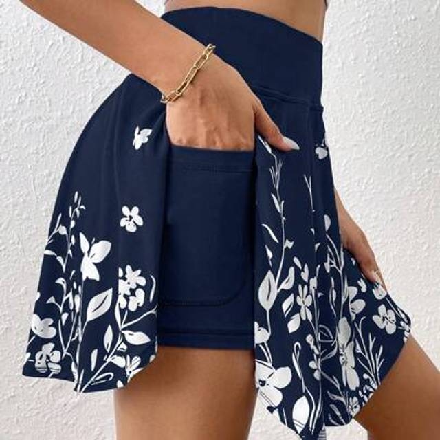 SHEIN Women&#39;s Summer Summer Outfits Casual Solid High Waist Skort With Phone Pocket Minimalist Flower Printed Shorts With Pockets Shorts Inside Out Back To