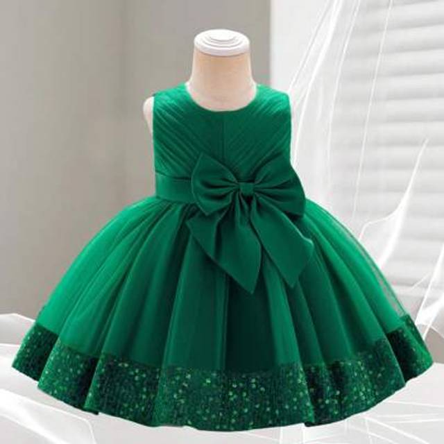 SHEIN Little Girls Ball Gown Dress Sleeveless Round Neck Sequins Hem Tulle Patchwork A-Line Party Dresses