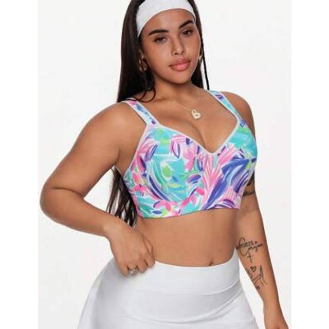 SHEIN Plus Size Sports Bra With Fixed Cup, Floral Print, High Support Yoga Fitness Bra Women Sports Bra Floral Sports Bra Bras Sport Sports Bra For Women