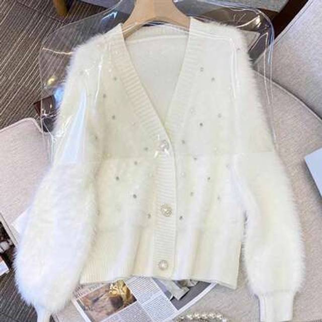 SHEIN Stylish Furry Cardigan,Long Sleeve Tops