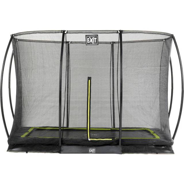 EXIT Silhouette ground trampoline 7x10ft with safety net - black