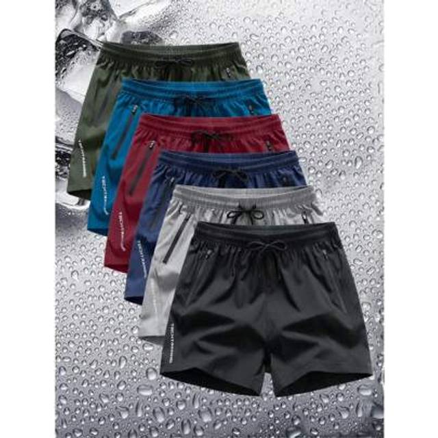 SHEIN Men&#39;s Outdoor Leisure Printed Zip Pocket Drawstring Waist Casual Shorts, Suitable For Running, Fitness, Sports Training, Basketball