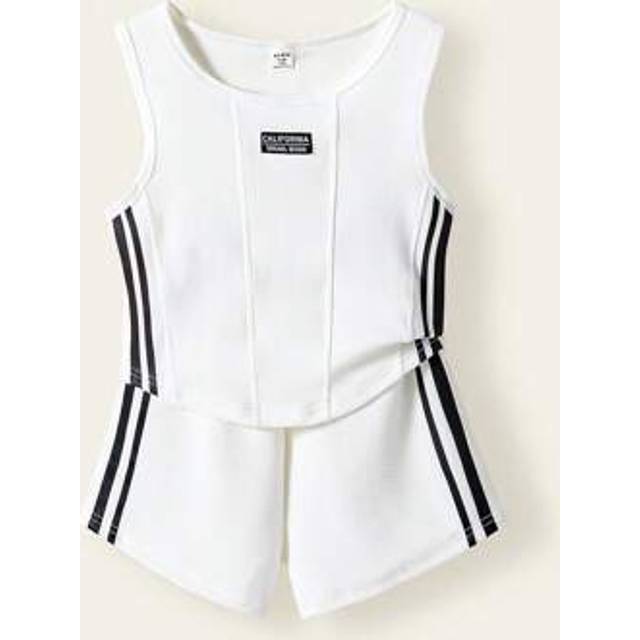 SHEIN 2pcs/Set Girls Fashion Casual Matching Tank Top And Shorts Set, Summer