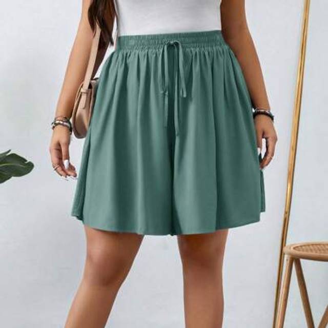 Luneh Plus Size Women&#39;s Solid Color Casual Loose Shorts Plus Size Green Skirt Elastic Waist Skirt Casual Skirt Summer Skirt Skirt With Drawstring