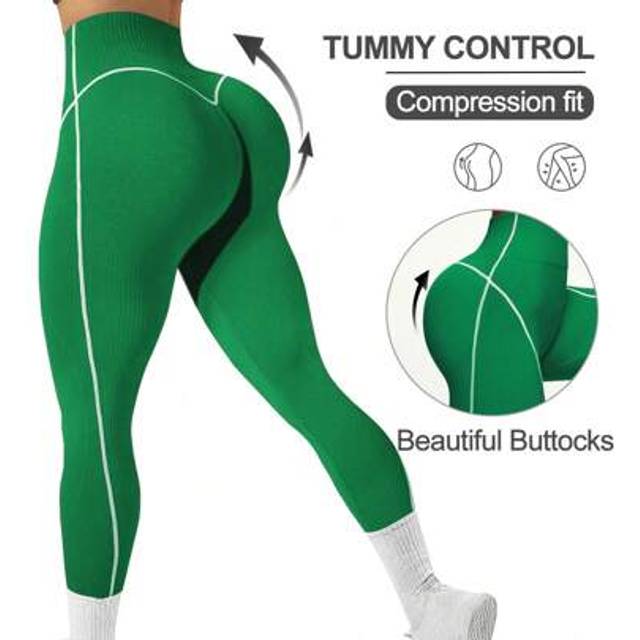 SHEIN 1pc Black & White Contrast Color Striped Cropped Workout Leggings Compression Leggings Tummy Control Leggings High Waist Leggings