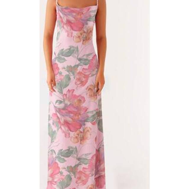 SHEIN Womens Summer Elegant Long Camisole Sundress Sleeveless Open Back Floral Print Spaghetti Strap Maxi Dress Wedding Guest Dress