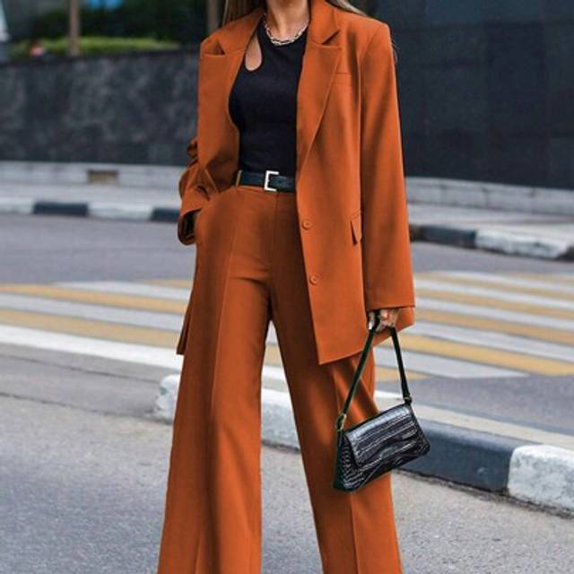 SHEIN FD1114 Spring Women&#39;s Two Pieces Set Long Sleeve Coat &Office Business Pants