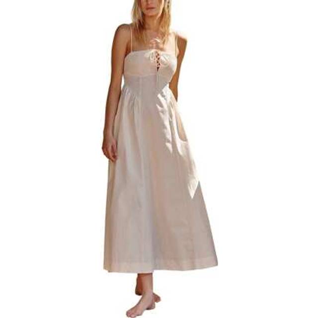 SHEIN Women&#39;s Summer Casual Midi Dress Solid Color Sleeveless Tie Up Spaghetti Strap Dress