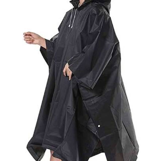 SHEIN 1pc Heavyweight Waterproof EVA Hiking Raincoat, Multifunctional Unisex Hooded Rain Poncho For Hiking, Camping, Outdoor Activities