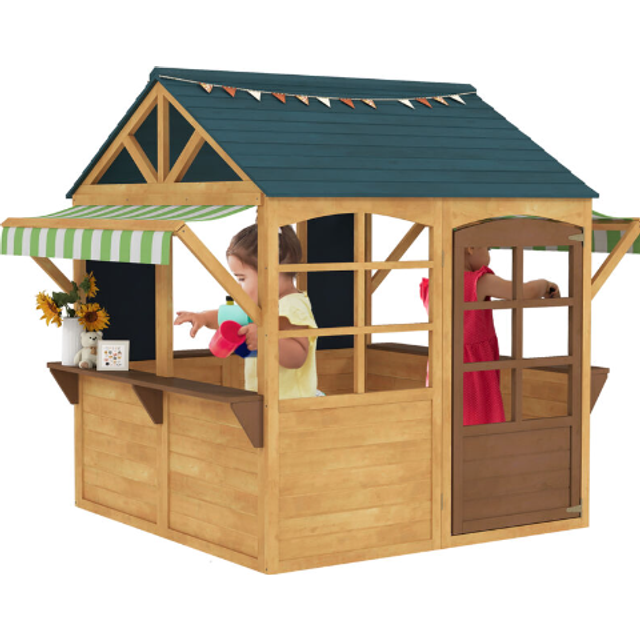 AIYAPLAY Wooden Playhouse for Kids Outdoor, Foldable Wendy House, Brown, Brown