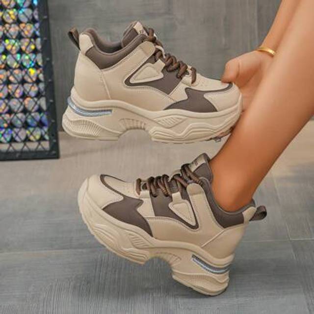 SHEIN Women&#39;s Chunky Platform Sneakers, Casual White Shoes