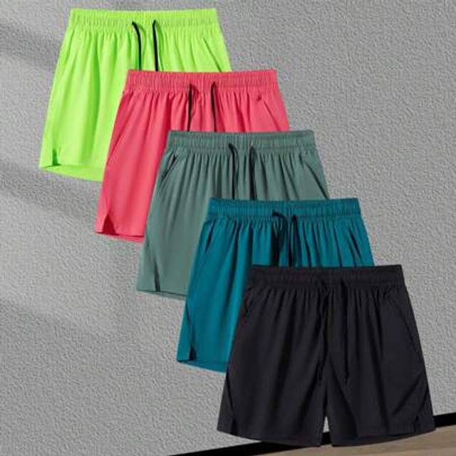 SHEIN Men&#39;s Polyester Sports Exercise Solid Color Light And Breathable Summer Fashion Sports Shorts, Boyfriend Style Cycling Iron Essential Basketball Short