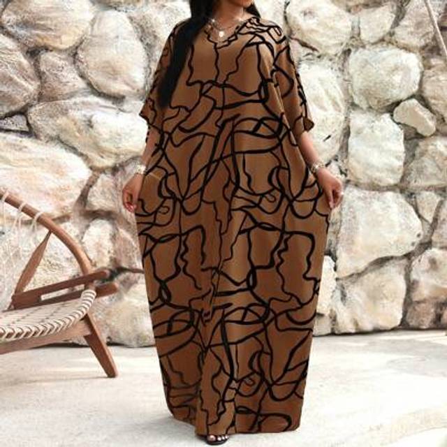 SHEIN Spring And Summer Elegant Party Commuting Office Colorful Woven Notched Ball Gown Short Sleeve Kaftan Dre Vacation Outfits Woman Summer Outfits For Wo