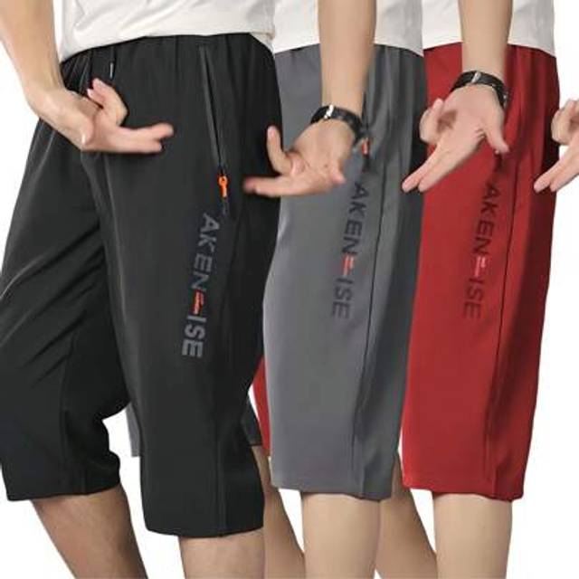 SHEIN Men&#39;s Moisture-Wicking Quick-Dry 3/4 Workout Shorts, Breathable Sports Pants For Outdoor Running Cycling Casual Wear