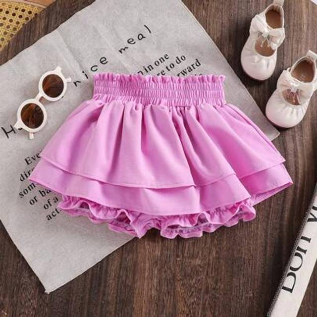 SHEIN Spring/Summer Young Girl Cute Multilayered Ruffle Skorts Little Girl Clothes Skirt