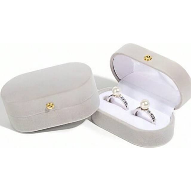 SHEIN 1pc Luxe Plush Velvet Ring Bearer Box With Magnetic Closure Elegant Oval Wedding Ring Holder For Proposal, Engagement & Vow Ceremonies Extra-Wide Slot