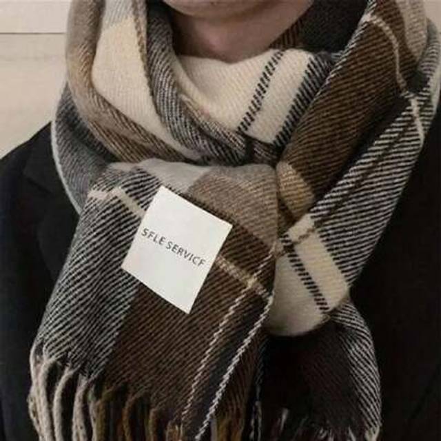 SHEIN 1pc Elegant & Cozy Men Plaid Scarf - Perfect Autumn/Winter Warmth, Stylish Woven Accessory With Fringe, Ideal Gift For Him Men Accessories Men Scarves